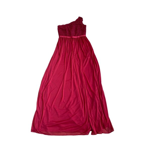 Davids Bridal One Shoulder Lace and Mesh Dress sz 6 - Picture 3 of 9